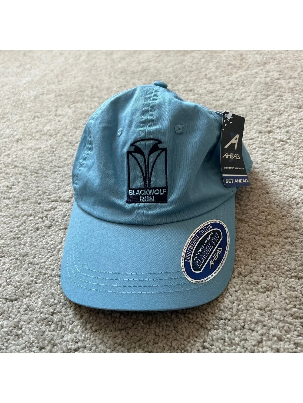 Ahead Blackwolf Run Lightweight Cotton Classic Cut Cap - Light Blue NWT!